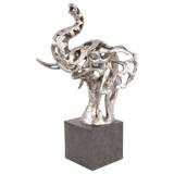 Libra Midnight Mayfair Collection - Addo Abstract Elephant Head Sculpture Silver Resin | Outlet