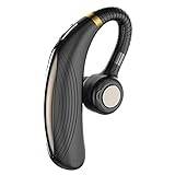 HCPAF Ett öra trådlöst öronsnäcka Bluetooth-headset i örat Bluetooth-hörlurar affärshörlurar med mikrofon 28-timmars speltid USB-laddning svettåliga sporthörlurar (färg: svart)
