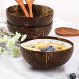 1pc Coconut Bowl, Dessert Bowl, Southeast Asian Style Tableware, Wooden Bowl, Kitchen Supplies