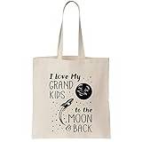 I Love My Grandkids To The Moon And Back Canvas Tote Bag/Jag älskar mina barnbarn till månen och tillbaka kanfas tygkassar