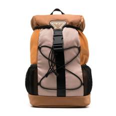 Emporio Armani Kids - ryggsäck med logotypplakett - barn - Tyg/Tyg - One Size - Brun