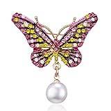 Djurbrosch for kvinnor Söt mode Elephant Bee Spider Crystal Seashell Pin Smycken/333/61(Color:Butterfly)
