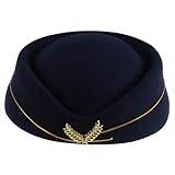 Warmhm partytillbehör stewardess-hatt – elegant flygvärdinna keps – utklädningstillbehör för evenemang och cosplay – robust och elegant huvudbonad för män och kvinnor – storlek S