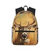 WURTON växlar klocka brons århundrade unisex ryggsäck dubbel axel dagväska, lätt väska vardagsväska reseryggsäck, Vilda hjort, One Size