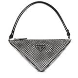 Prada Triangle embellished satin pouch - silver - One size fits all