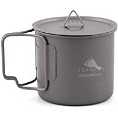 TOAKS Titanium Camping Pot Cup(375ml, 450ml, 550ml, 650ml, 750ml, 800ml, 900ml) … (375ml with Lid[cup-375-C])