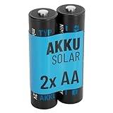 ABSINA 2 x solcellsbatteri AA uppladdningsbart 800 mAh 1,2 V NiMH – Mignon AA solbatterier för solcellslampor – solcellsbatterier AA med låg självurladdning