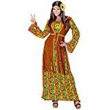 Widmann 06895 – Kostym hippie kvinnor, klänning med väst, kedja med Peace-tecken, Flower Power, karneval, temafest
