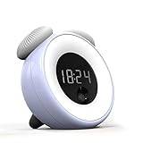 SSWERWEQ Skrivbordslampa Timing bordslampa, väckarklocka, vibration/pekdimmer sängbordslampa, smart automatiskt erkännande av människokroppen, automatisk sömnigenkänning (Color : Blu)