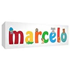Little Helper kanvas-barnkammare med främre del, position personlig med namn enkel Marcelo 15 x 42 x 4 cm flerfärgad
