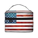 Vintage amerikansk USA-flagga stor kapacitet bärbar vattentät sminkväska 23 x 17 x 16 cm för resor utomhus sport bröllop följeslagare gåva, Svart, En storlek