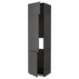 METOD Högskåp för kyl/frys + 3 dörrar, svart/Axstad mörkgrå, 60x60x240 cm
