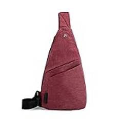 NVNVNMM Man väskor för män Stöldskyddsväskor för män Messenger-väskor med flera fickor Sling-axelväskor Casual Chest Pack Rese Crossbody-väskor Man(Color:Wine Red)