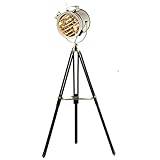 ASADFDAA Bordslampor Studio Searchlight Creative Studio Standing Lamp Atmosphere Retro Style Tripod Floor Lamp Wood (Color : A)