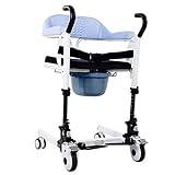 Patientöverföring lyftstol, bärbar transport rullstol duschstol med hjul och 180° delat säte, badrum rullstol hemväxlare för äldre handikapp