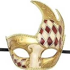 Man kvinnor ansikte maskerad mask för venetiansk grekisk romersk festdesign mytologisk grekisk stil, 1 st (vinröd)
