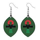 Röd svart och grön ankh-symbol mode söta örhängen roliga målade träsmycken gåvor för kvinnor stjärna