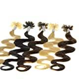 hair 2heart 25 x 1 g Echthaar Microring Loop Extensions, 50 cm – slät – # 10 nybrun – Loops hårförlängning
