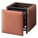 5 i 1 Magic Cube Pall, Modern Hemma Vardagsrum Soffa Kombination Stol Förvaring Pall med PU-läder sits och svängbara hjul, 45x45x45 cm (Färg: Curry) wwyy