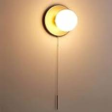Globe Vägglampa med dragkedja för sängläsning Modern Vägglampa Minimalistisk Borstad Koppar Guld Frostat Glas Väggmonterad Lampa för Sovrum Vardagsrum Hotell Loft Nattlampa