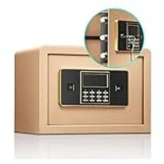 BIANBIANBH Brandsäker vattentät kassaskåp, säker mini digital säkerhetsbox med elektroniskt knappsatslås och nyckel för hemmakontor Hotell smycken Passklockor Kontantförvaring (guld) för hemmakontor