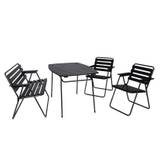 Retro set bord 403 + 2st 305 stolar + 302 bänk, grå/svart
