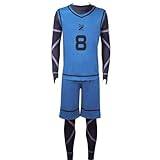 Blue Lock Cosplay kostym Bachira Meguru cosplay sportkläder tröjor nr 8 fotboll träning uniform full uppsättning halloween kläder (Bachira Meguru, M)