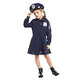 WOONEKY Flickor Polisuniform Halloween Polisdräkt Cosplay Prestanda Kläder Barn