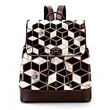 Golden Line geometriskt mönster svart vit personliga skolväskor bokväskor för tonåringar, flerfärgad, 27x12.3x32cm, Ryggsäckar