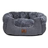 Super Comfy Velvet Fleece Nest Modell Round Shape Dog Beds Husdjursängar Kattgrotta För Hundar Och Katter Anti Skid,Grey,45 x 45 x 20 cm
