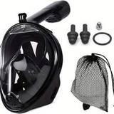 SHEIN 1pc Black Full Face Snorkel Mask With 180Â° Panoramic Safety Breathing System, Adjustable Strap And Camera Mount, Anti-Fog And Leakproof Dive Mask Set