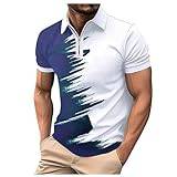 Mode pikétröjor för män kortärmade tröjor med krage t-shirts normal passform polo t-shirts 3D trendig skjorta med krage roliga Henley t-shirts kortärmad datum T-shirts, A4 – marin, M