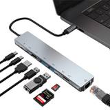 Bakeey PB-C7366 8-i-1 USB-C Hub Dockningsstation Adapter med 4K HDMI HD-skärm / 87W USB-C PD3.0 Strömförsörjning / USB-C