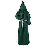 YCBMINGCAN Halloween medeltida gotisk kostym rock kostym präst kostym cosplay kostym scenkostym medeltida svärd antikviteter (grön, S)