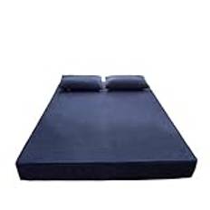 Vattentätt madrassöverdrag vattentätt madrassöverdrag med dragkedja sex sidor heltäckande madrassskydd drottning quiltat dra-på-lakan (färg: mörkblått, storlek: 180 x 200 x 15 cm)