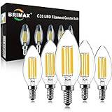 BRIMAX E14 dimbara LED-lampor, 6W motsvarande 60W halogenlampa, varmvit 2700K, AC220-240V, C35 LED-glödlampa för sänglampor, vägglampor, ljuskronor, paket med 5