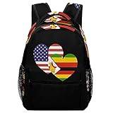 Zimbabwe amerikansk hjärta flagga mode ryggsäck lätt ryggsäck axlar dagväska för resor arbete kontor camping