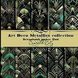 Art Deco Scrapbook Paper Metallic Green Collection: Card Making, crafts, origami, hobby, dolls house wallpaper - Pocketbok