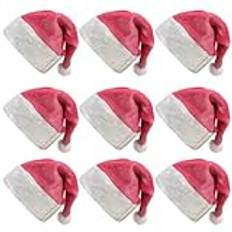 KFZR 9 st julhatt tomteluvor i bulk för tonårsfest kort plysch 29 x 42 cm (rosa)