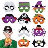 10 stycken halloweenmasker, filtmasker, pumpaspöke häxa, pirat, skelett, cosplay, masker, halvmasker med elastiskt rep, känd mask, ögonmask för halloween, cosplay, fest, maskerad, kostymtillbehör