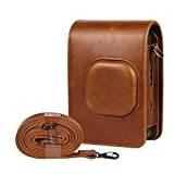 Kamerabärfodral skyddsväska, liten PU-läderväska med justerbar axelrem för Instax Mini Liplay, kameratillbehör (brun)