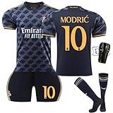 Madrid Real Bellingham Vinicius Modric,tröja Set, Fotbollströja Och Shorts, Fotbollströja for Vuxna, Kortärmade Tröja for Barn (23/24Away-Modric 10,4XS)