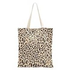 FRODOTGV Kvinnor canvas bok tygväska estetisk leopard brun resa matvaror väskor med innerficka återanvändbar kanvas strandväska för picknick, Estetisk leopard brun, 15" x 16.3"