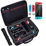 Diocall Deluxe Carrying Case for Nintendo Switch and Switch Oled 2021, Accessories Bundle Includes Screen Protector(For Switch, Not for Switch Oled 2021), Joy-con Silicone Case and Thumb Grips