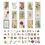 Scrapbook Journal Stickers, Vintage Decals for Crafting | Multifunktionella dekorativa klippbokklistermärken | 60 st färgglada journaldekorationer, estetiska dekaler för anteckningsbokomslag, fotoalbu