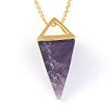 Naturlig pärla pendelhalsband Crystal Quartz Stone Dowsing Pyramid hänge halsband kvinnor män Chakra smycken-ametist GULD