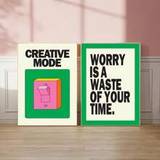Set Of 2 Frameless Green Creative Mode Funny Trendy Art Poster Motivational Quote Funky Painting Wall Picture Ideal Gift For Dorm,Office,Living Room,B
