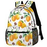 Modern frukt orange skolryggsäck, bokväska skolväska axelväska laptopväska resor dagväskor för kvinnor tonåringar pojkar flickor, Modern frukt orange, 11.4(L)×8(W)×16(H)inch