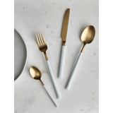 White & Brushed Gold Cutlery Set