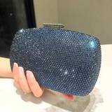 SHEIN One Navy Blue Shiny Double-Sided Rhinestone Access Metal Chain Clutch Bag For Formal Events Like Dinner Parties, Weddings, Balls, And Other Gatherings
